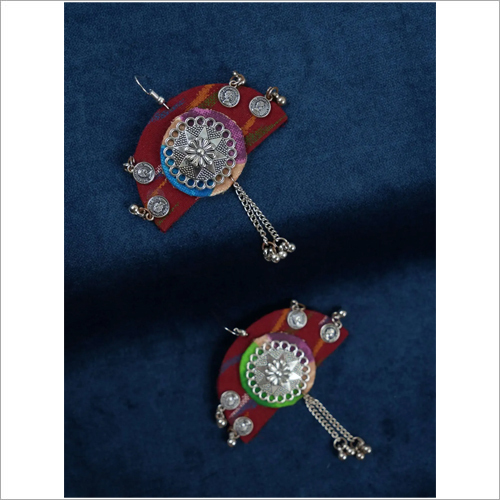 Red Half Round Handmade Earrings