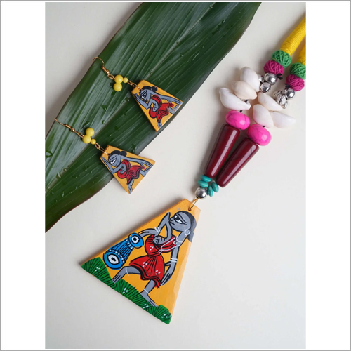 Wooden Handmade Necklace With Earrings