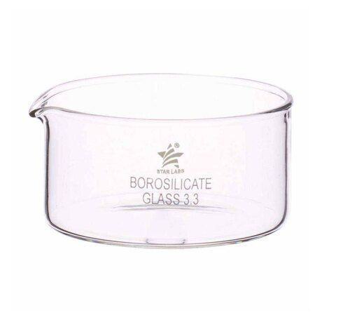 Borosilicate Crystallizing Dish - 200ml Transparent Heavy Wall Glass | High Temperature Resistance, Durable Design With Spout for Crystal Observation