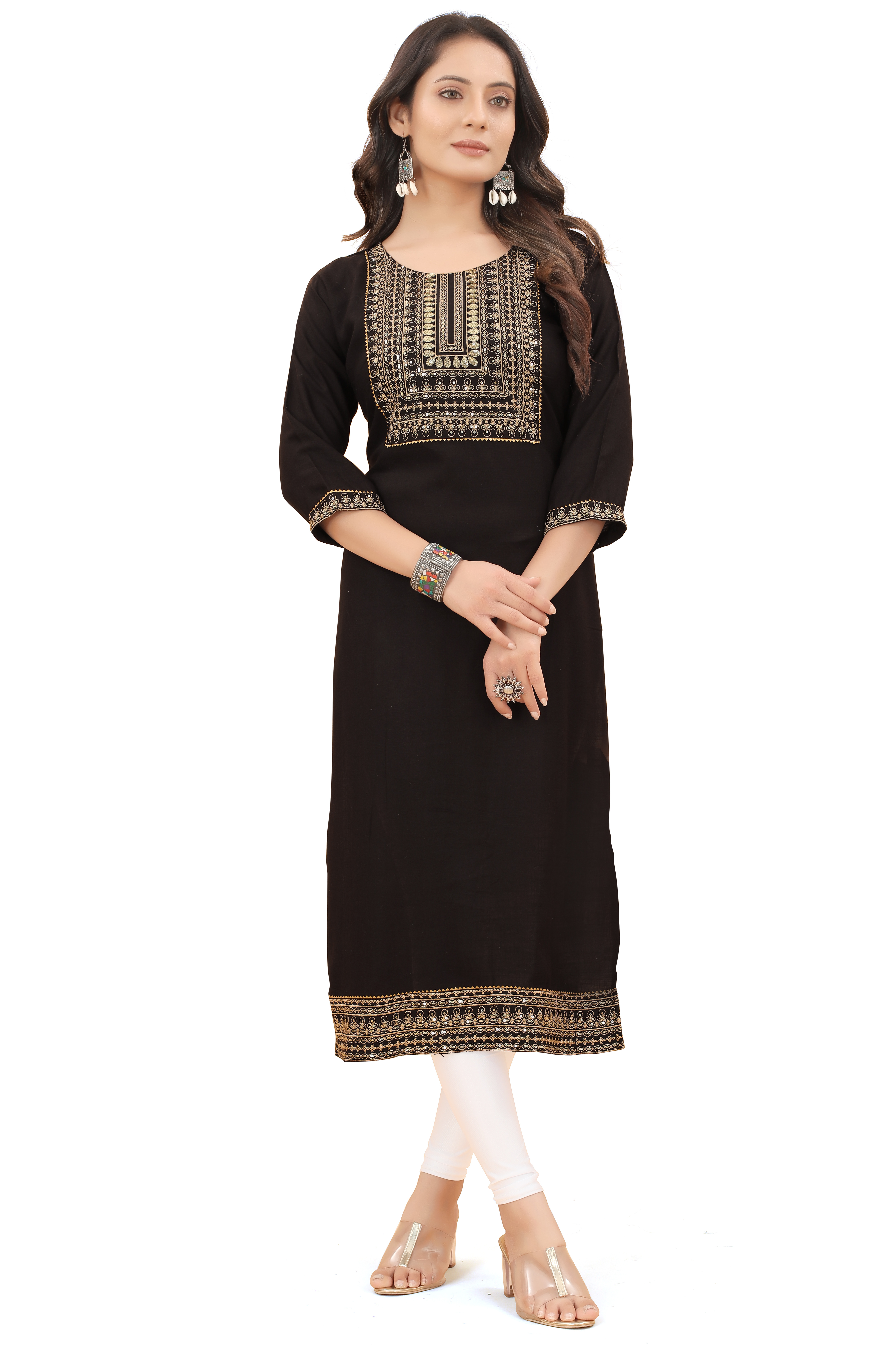 New Excluisive black color embroidery work kurti