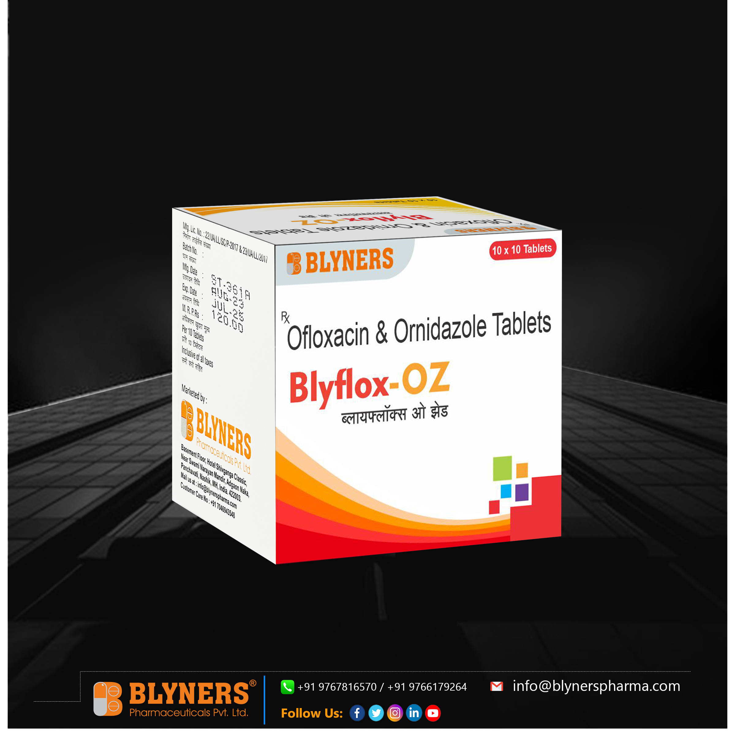 Ofloxacin 200 mg and Ornidazole 500 mg tablets
