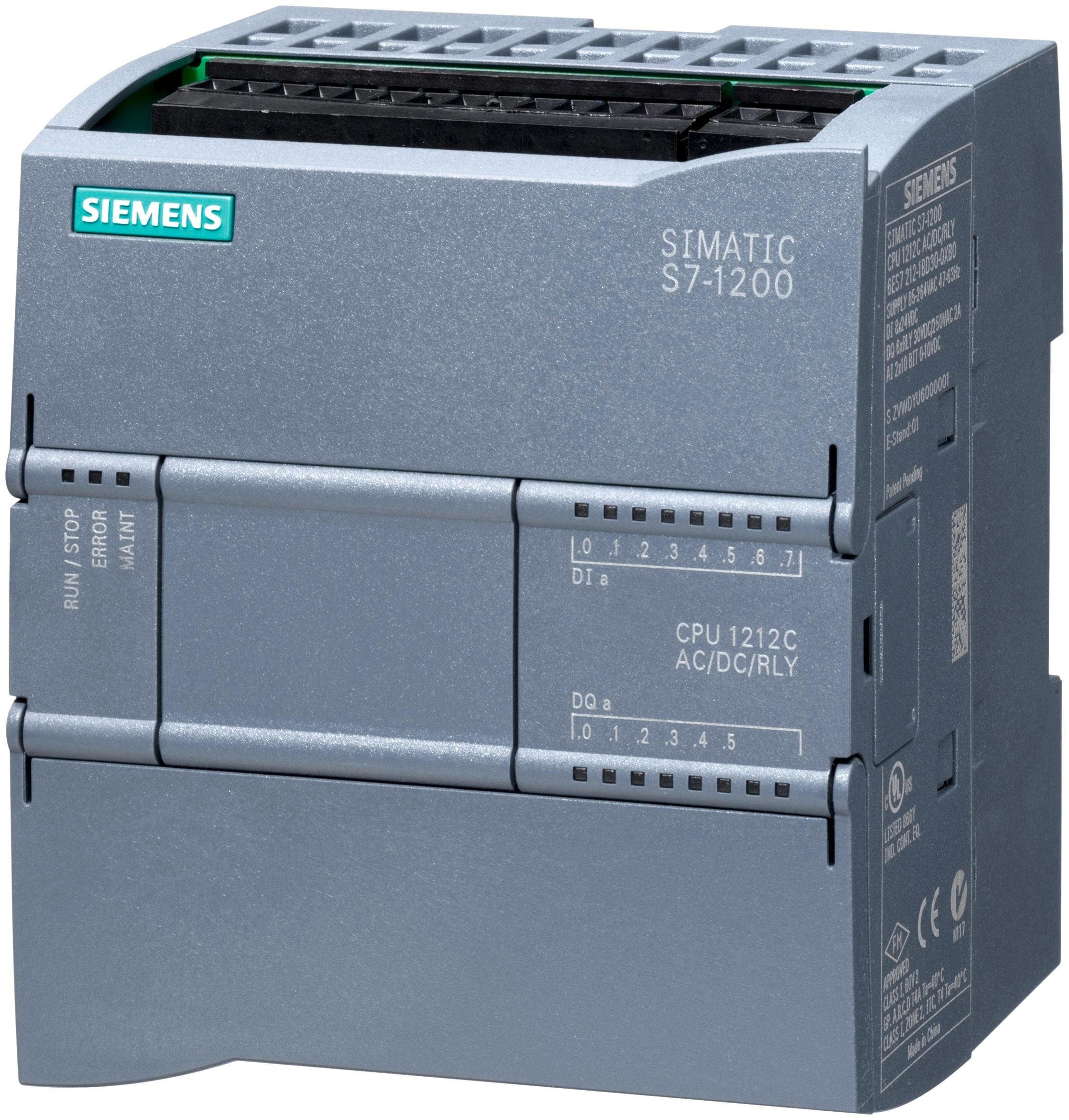 SIEMENS CPU 1212C  AC DC Relay 8DI/6DO/2AI model name/number : 6ES72121BE400XB0