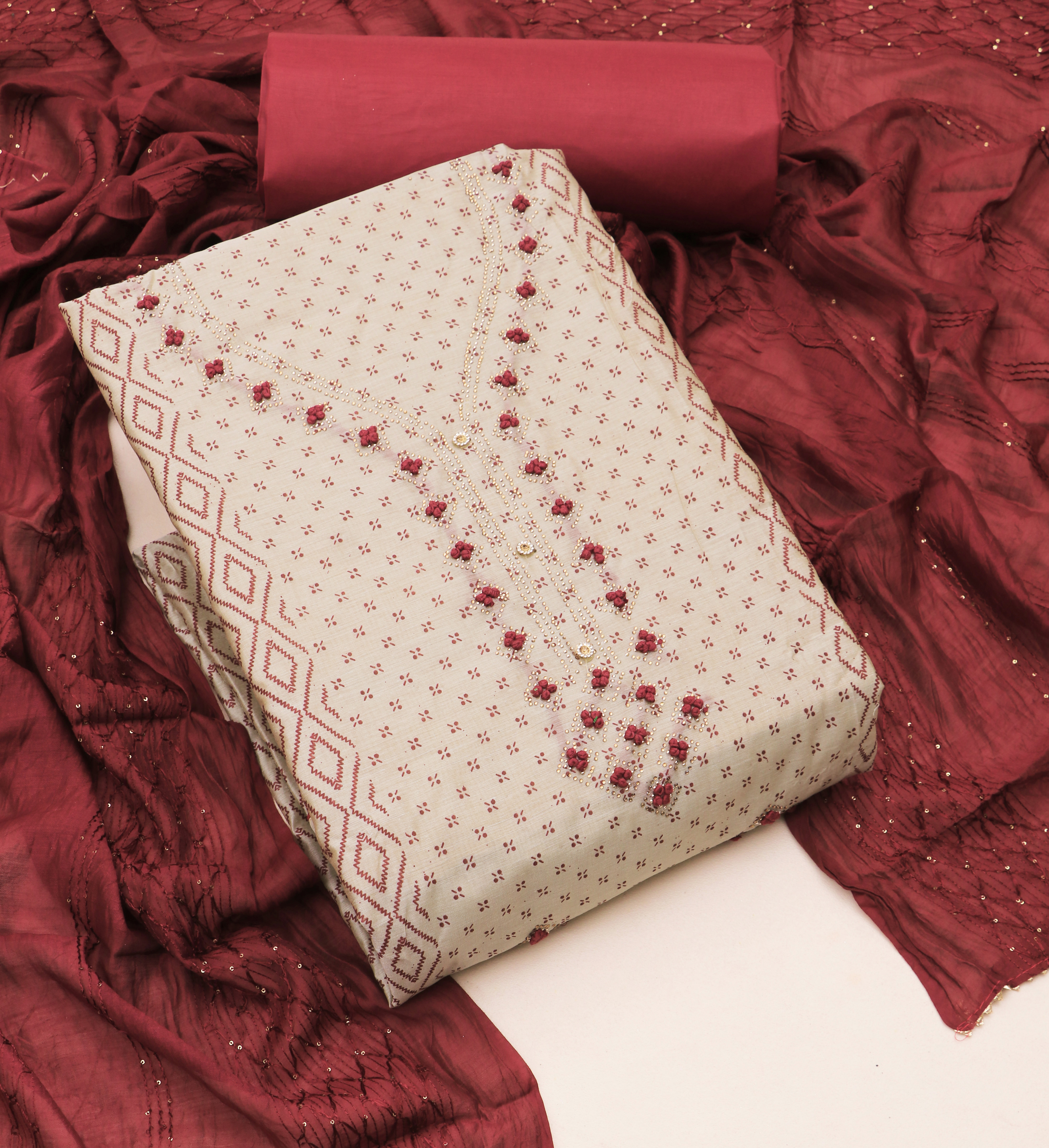 A14 Embroidery Unstitched Dress Material