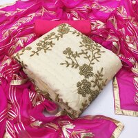 New Designer Chandery Embroidery Work Dreesmaterial For Women