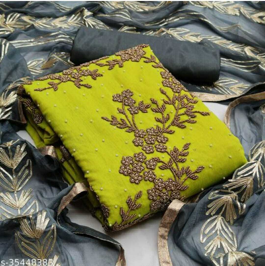 New Designer Chandery Embroidery Work Dreesmaterial For Women