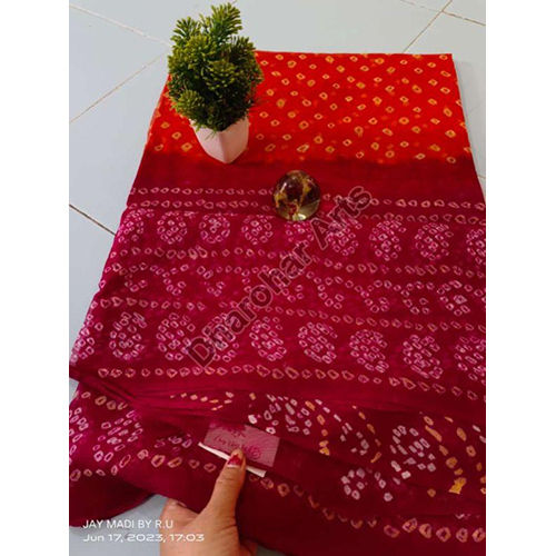 Red Ladies Cotton Bandhani Saree