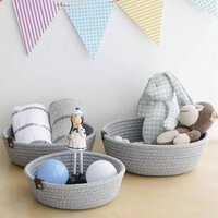 3 Piece Cotton Rope Woven Storage Basket - Cloth & Cotton Material, Customized Shape & Easy To Clean | Eco-friendly, Modern Arts Style, Durable Decoration Basket