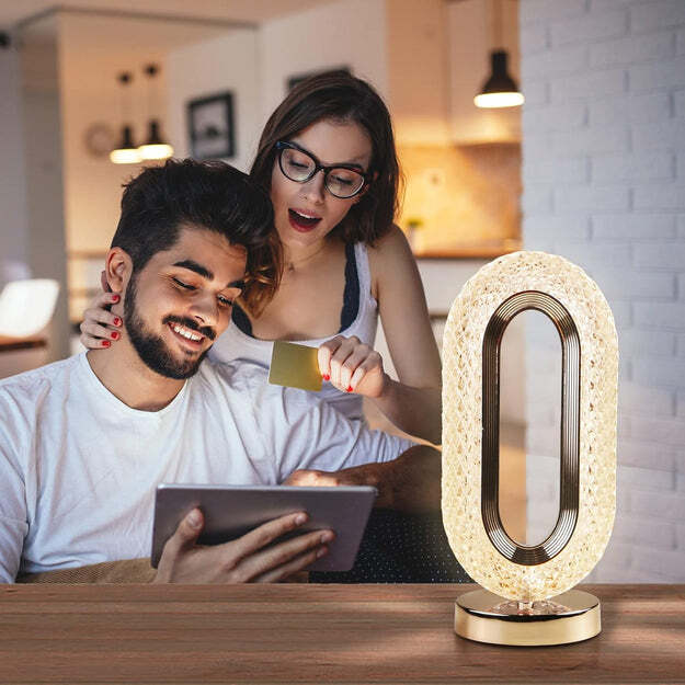 TOUCH CONTROL CRYSTAL TABLE DESK LAMP 3WAY DIMMABLE LIGHT USB RECHARGEABLE CRYSTAL DIAMOND TABLE LAMP EXQUISITE NIGHT STAND LIGHT LAMP BESIDE LAMP FOR BEDROOM LIVING ROOM DECORATIVE DESK LAMP
