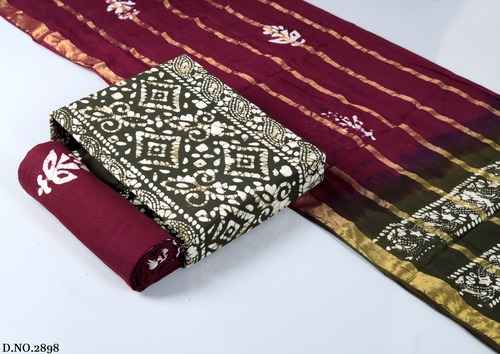 Fashionable Pure Cotton Dress Material - Heavy Cotton, Printed Design, Maroon Color | Comfortable Wear, Durable Fabric, Fancy Patterns, Stylish Design