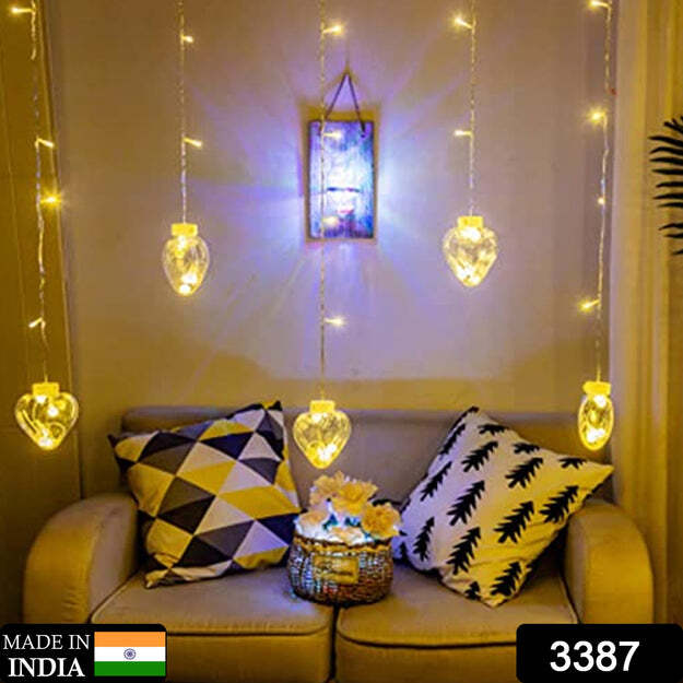 8 FEET 12 WISH HEART BALL STRING LED LIGHTS WITH COLOR BOX FOR HOME DECORATION DIWALI AND WEDDING LED CHRISTMAS LIGHT INDOOR AND OUTDOOR LIGHT FESTIVAL DECORATION (WISHING BALL WARM WHITE) 3387