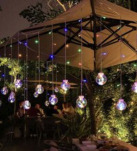 12 WISH BALLS WINDOW CURTAIN STRING LIGHTS WITH 8 FLASHING MODES DECORATION FOR HOME DECORATION DIWALI AND WEDDING LED CHRISTMAS LIGHT INDOOR AND OUTDOOR LIGHT FESTIVAL DECORATION (PLASTIC MULTICOLOR)