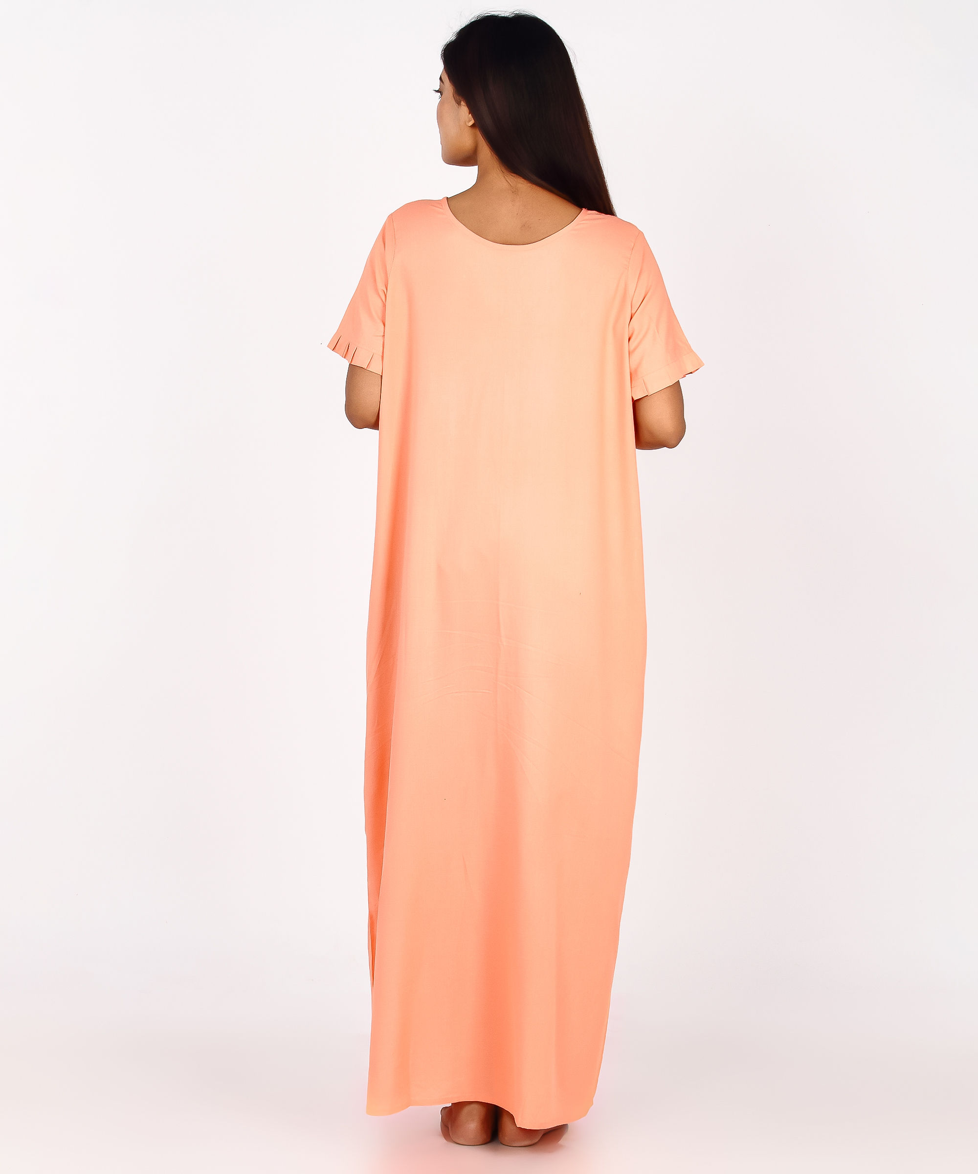 WOMENS EMBROIDERY  PEACH  NIGHT GOWN