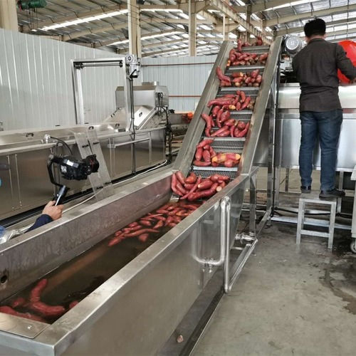 Eco Friendly Full Automatic Sweet Potato Washing Peeling Cutting Line