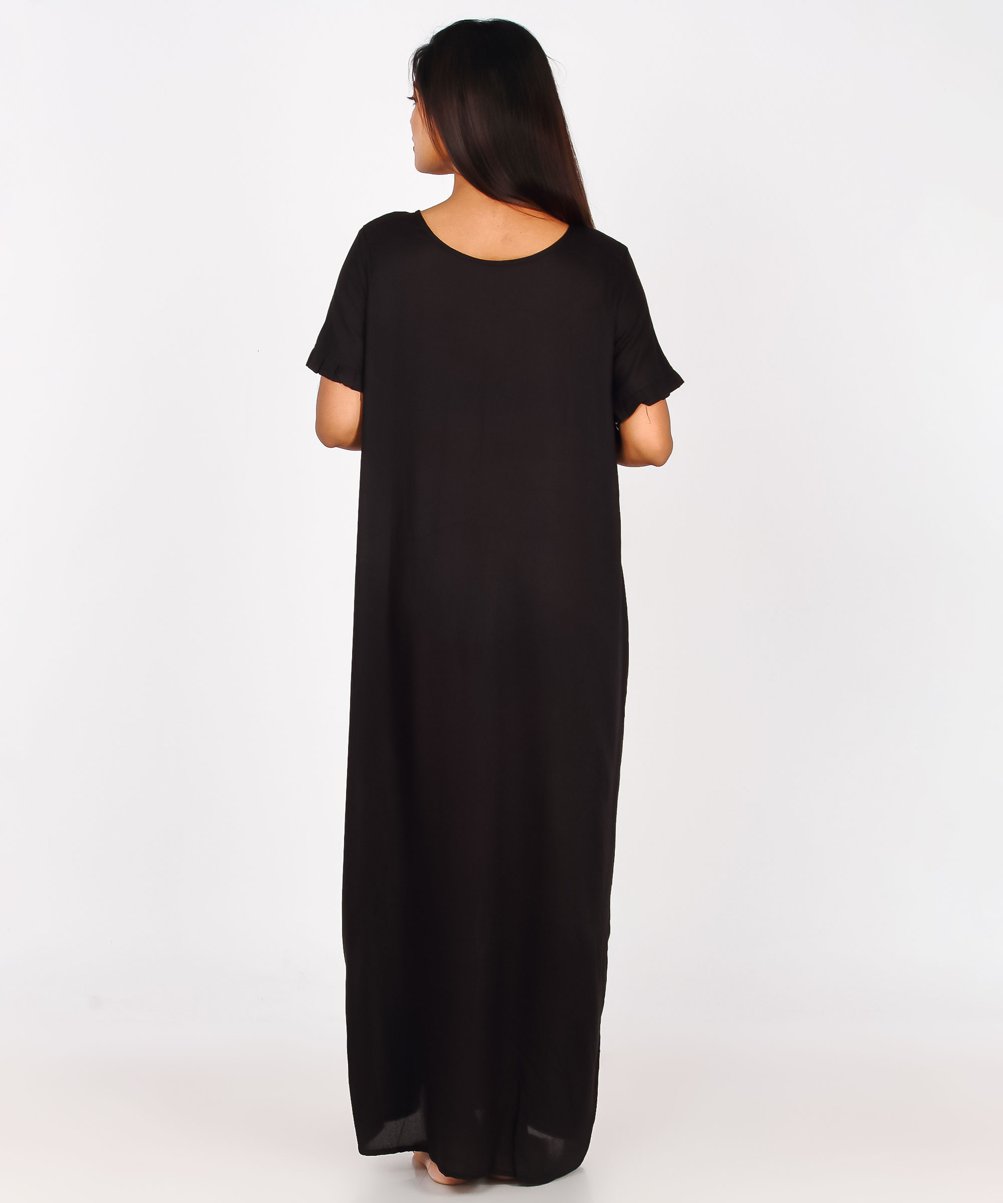 WOMENS EMBROIDERY  BLACK NIGHT GOWN