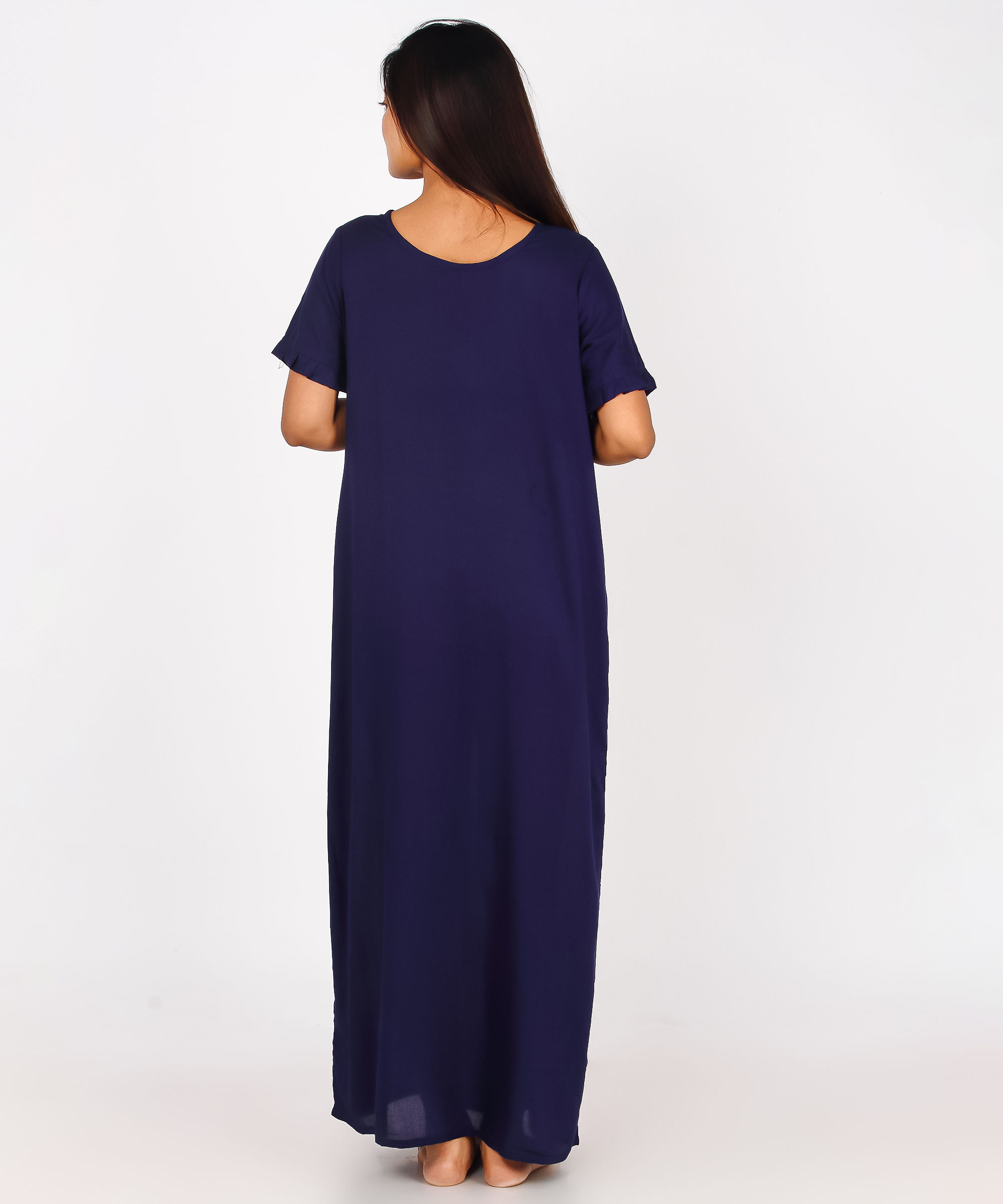 WOMENS EMBROIDERY BLUE NIGHT GOWN