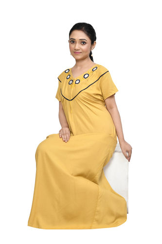 WOMENS EMBROIDERY GOLDEN NIGHT GOWN