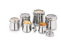 Stainless Steel See Thru Arabian Canister Set - Color: Silver