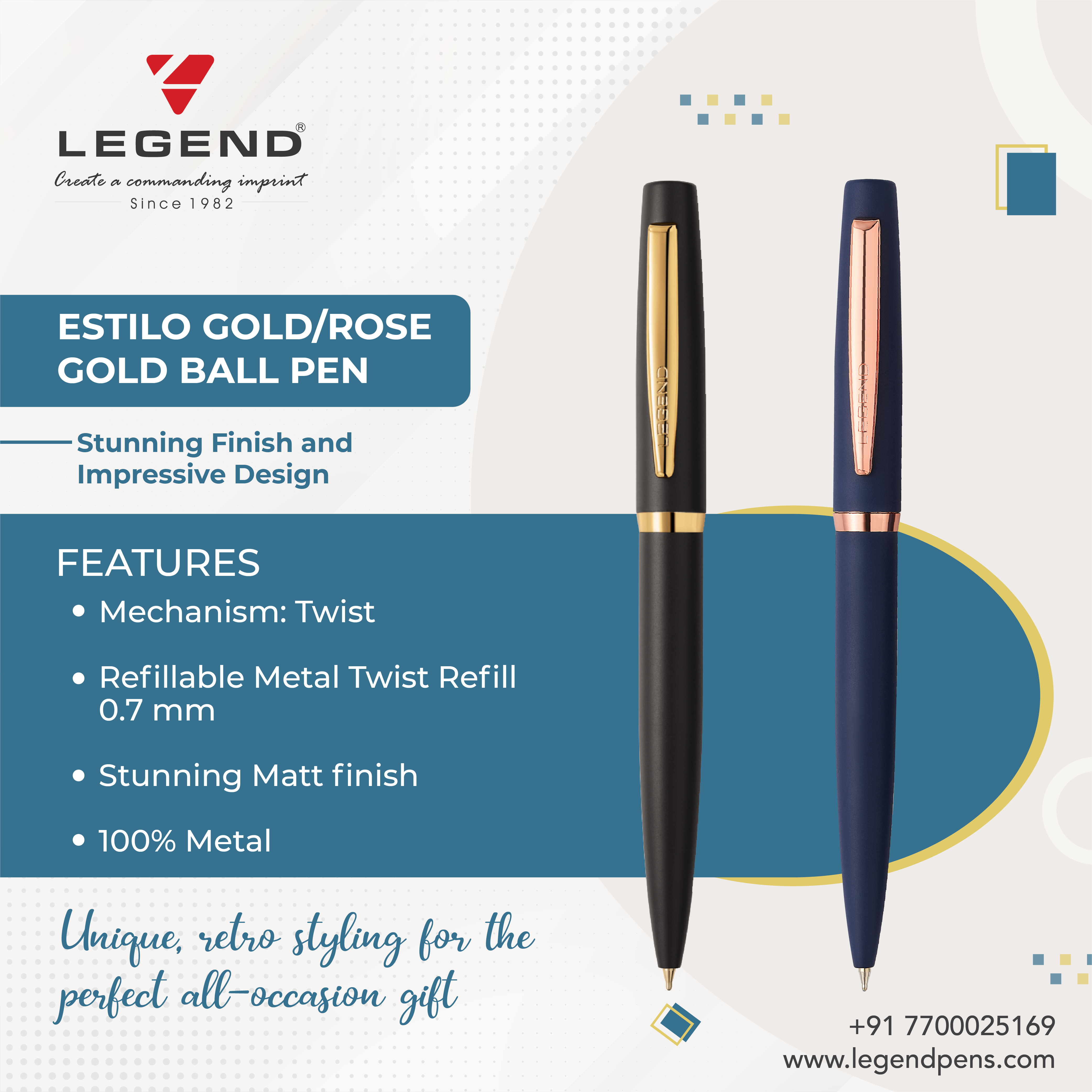 Estilo BP And RP gold Edition Roller Pen set