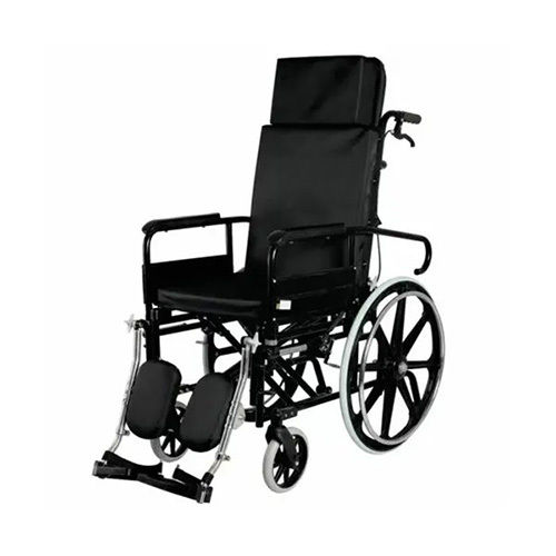 Powder Coated Vissco Invalid Foldable Reclining Wheelchair With Elevated Foot Rest 993