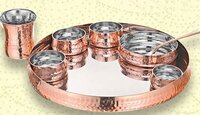 Soverign Thali Set-cu/ss Big (8 Pcs Set) - Stainless Steel, 8-piece Dinnerware Collection, Induction & Dishwasher Safe, Elegant Design For Home & Hospitality
