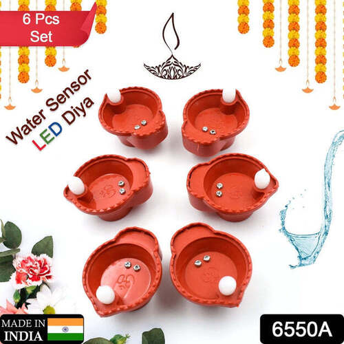 WATER SENSOR DIYAS FOR DIWALI DECORATION DIYAS FOR HOME DECORATION DIWALI DECORATION ITEMS FOR HOME DECOR DIYAS DIWALI LED DIYAS CANDLE WITH WATER SENSING TECHNOLOGY E DIYA (6PC SET) (6550A)