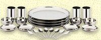 Ss Dinner Set - 24 Pieces, Durable Stainless Steel, Ideal For Everyday Use, Versatile For Pooja And Dining Needs, Dishwasher Safe
