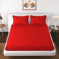 Cotton Solid Plain Double Bed Sheet - 100% Cotton, Full Size, Red Color | Washable, Yarn Dyed, High Bulk