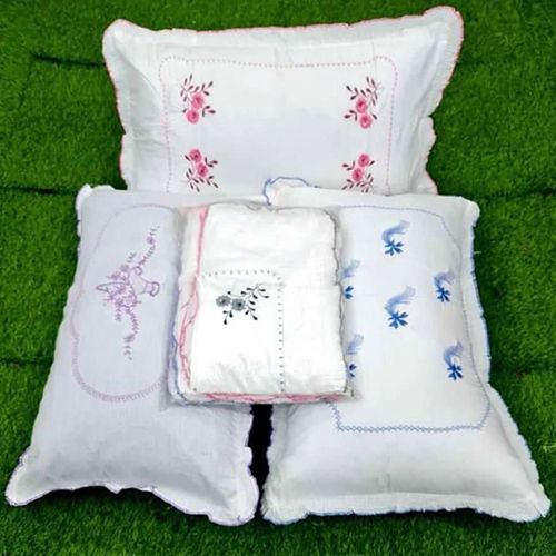 White 100% Cotton Embroidery Pillow Covers