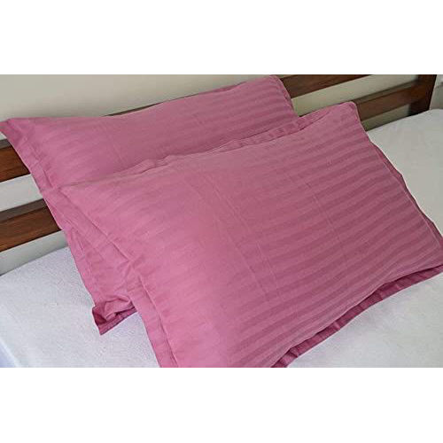 Pink Glace Cotton Plain Stripes Pillow Covers