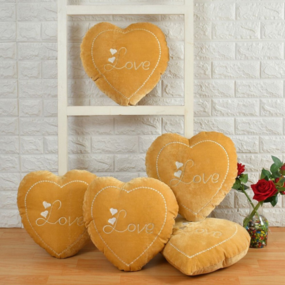 Embroidered Velvet Love Cushion Set - Color: Multi