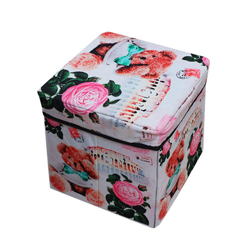 Pink Cloth And Hard Cardboard Printed Storage Box