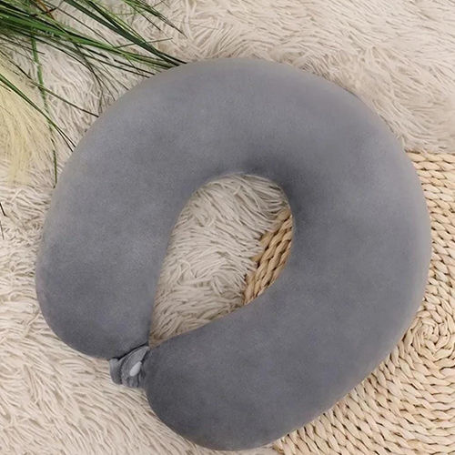 Grey Soft Velvet U Shape Neck Pillow