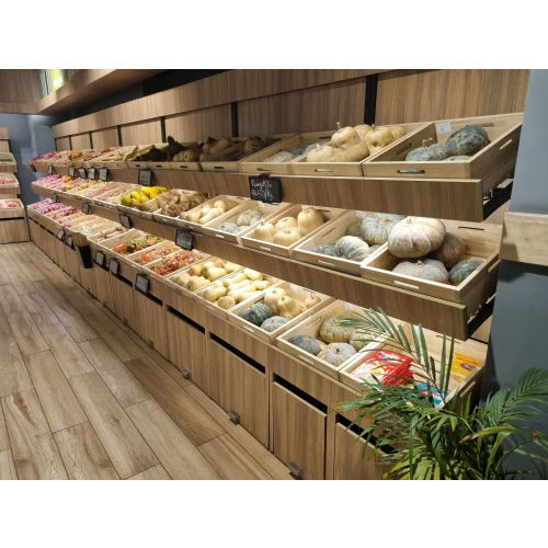 Wooden Grocery Display Rack