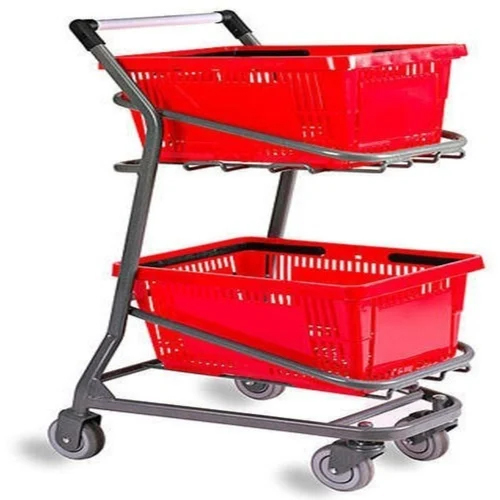 Supermarket Plastic Basket Trolley