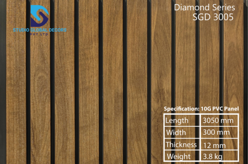 Laminated 10 Groove PVC Louvers Panel, Thickness: 12 mm