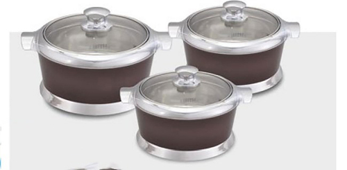 STAINLESS STEEL CASSEROLE ( JAZZ WONDER SET OF 3)