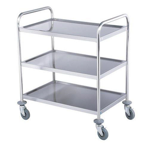 Silver Stainless Steel 3 Tier Trolley