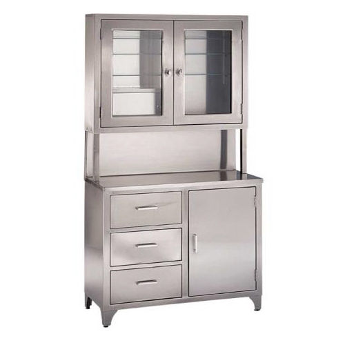 Silver Stainless Steel Freestanding Medical Storage Cabinet