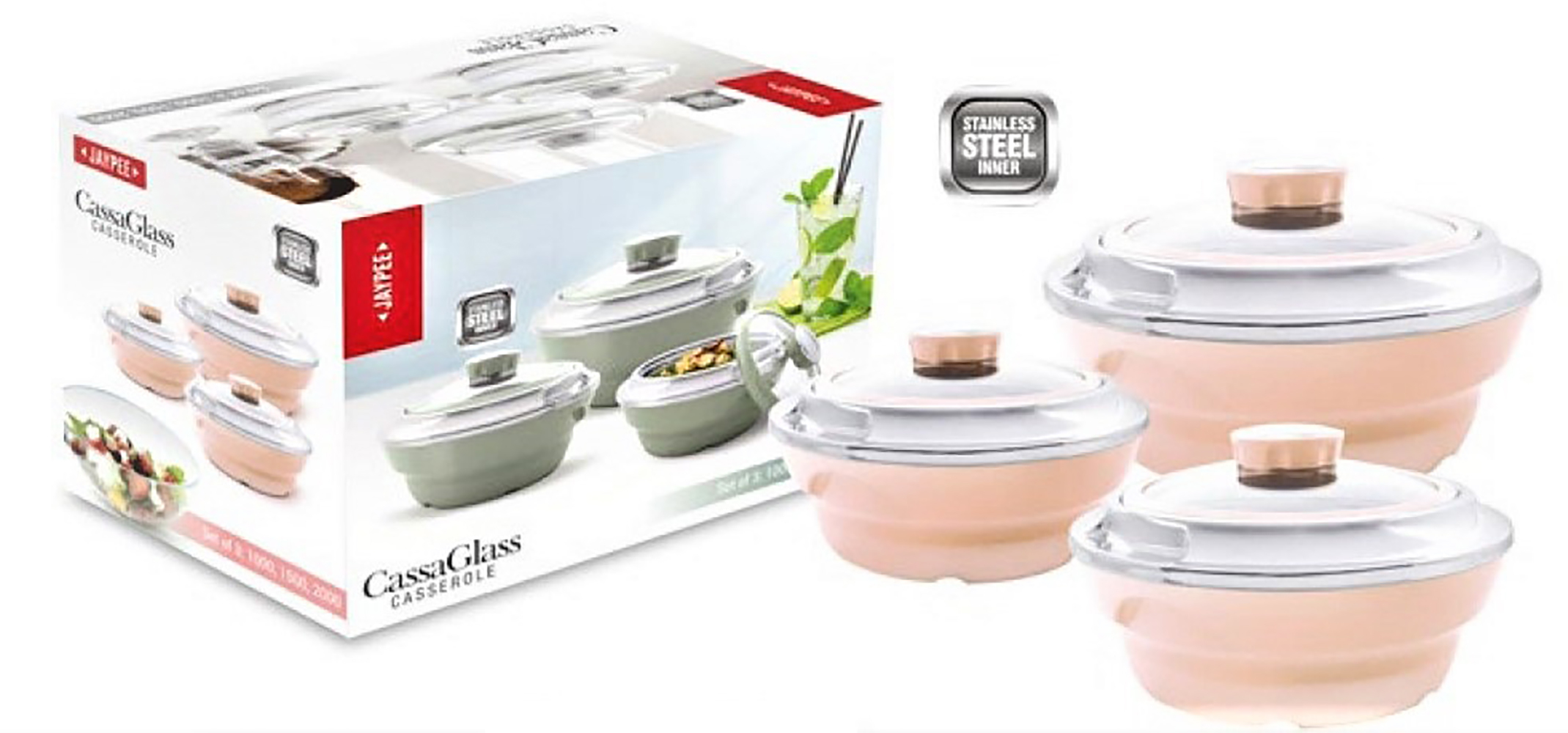 STAINLESS STEEL CASSEROLE TEEN BHOJ