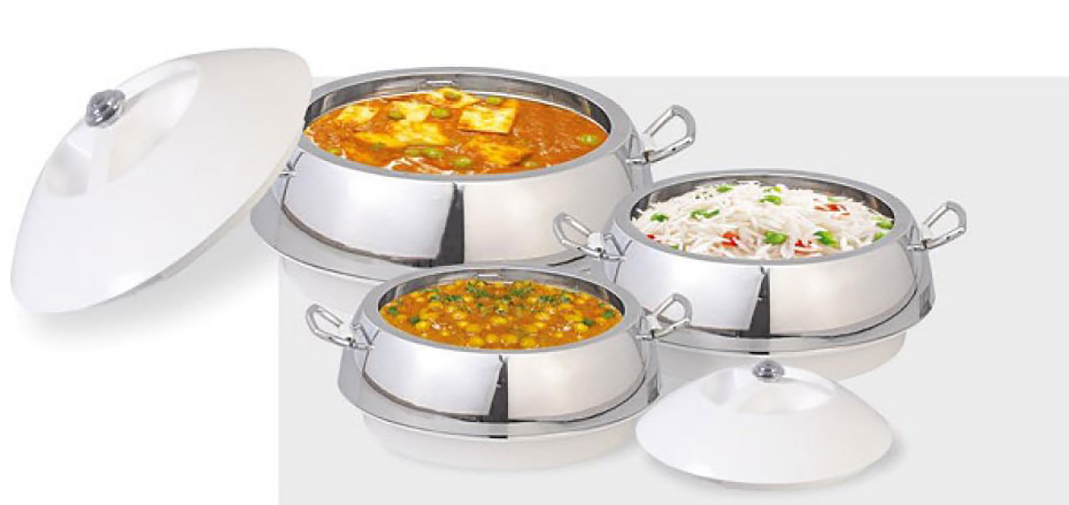 STAINLESS STEEL CASSEROLE TEEN BHOJ