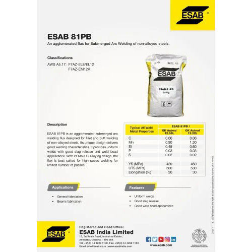 ESAB 81PB SAW Flux of non-alloyed steel