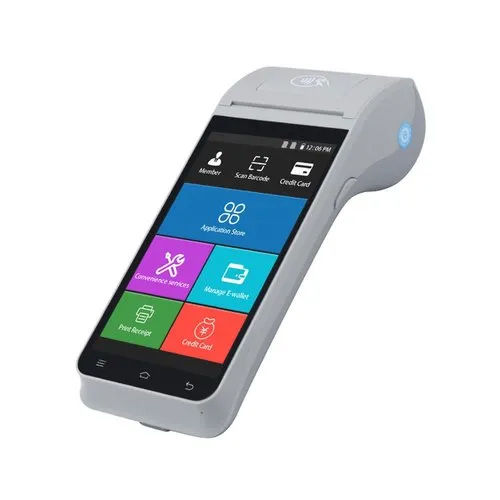 Grey Handheld Android Pos Terminal With 2Gb Ram And 16Gb Storage