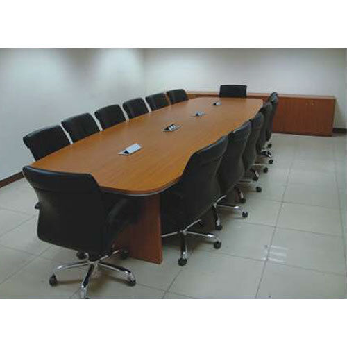 Office Conference Table - Wooden with Polished Finish, Brown Color, Modern Indian Style, Foldable Design, Warranty Included