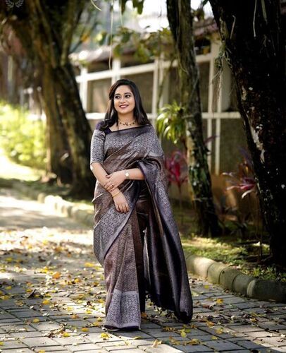 Black chanderi Silk Saree – For Sarees