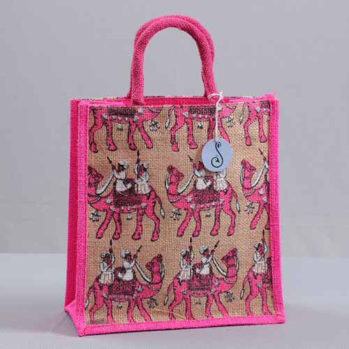 Pink Jute Return Gift Bags