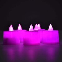 PINK FLAMELESS LED TEALIGHTS SMOKELESS PLASTIC DECORATIVE CANDLES LED TEA LIGHT CANDLE FOR HOME DECORATION (PACK OF 24) (6632)