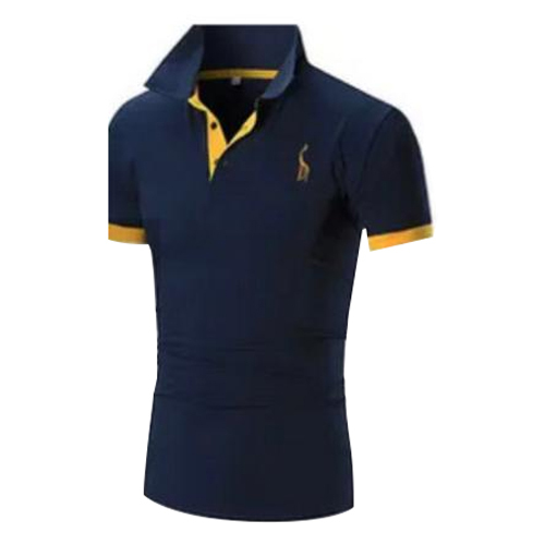 Sports T-Shirts - Cotton Blend, S-XXL, Navy Blue | Polo Collar, Breathable Fabric, Stylish Design, Comfortable Fit