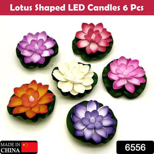 WATER FLOATING SMOKELESS CANDLES AND LOTUS FLOWERS SENSOR LED TEALIGHT FOR OUTDOOR AND INDOOR DECORATION PACK OF 6 CANDLE CANDLE (PACK OF 6) (6556)