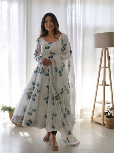 Georgette  Maxi Dress With dupatta Pair