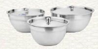 Stainless Steel Serving Bowl - Diameter 15-20cm, Height 10-15cm, Capacity 1-3 Liters, Polished Finish, Lid Included, Ideal For Food Serving & Storage